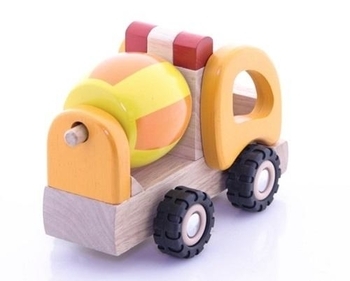 Машинка дерев'яна Goki Бетономішалка, жовтий, 17,5 см (55926G) - Pampik - 3