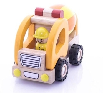 Машинка дерев'яна Goki Бетономішалка, жовтий, 17,5 см (55926G) - Pampik - 2