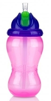 Поїльник Nuby з трубочкою-непроливайкою, 355 мл, рожевий (9801pnkprpl) - Pampik