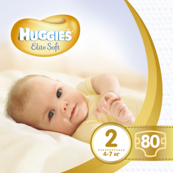 

Уценка. Подгузники Huggies Elite Soft Newborn 2 (4-7 кг), 80 шт