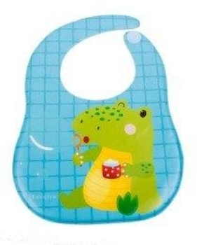 Слинявчик Lindo Крокодил, з прозорою кишенею на липучці, блакитний (Ф 930) - Pampik