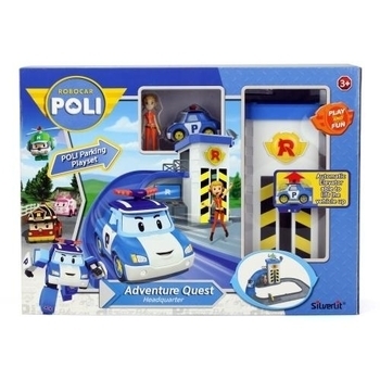 Трек с подъемником Robocar Poli с металлической машинкой Поли и фигуркой Джин (83316) - Pampik