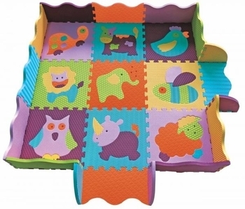 Дитячий ігровий килимок-пазл Baby Great Веселий зоопарк з бортиком, 122х122 см (GB-M129А2E) - Pampik