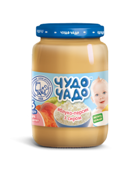 Пюре Чудо-чадо Яблуко і персик із сиром, 175 г - Pampik