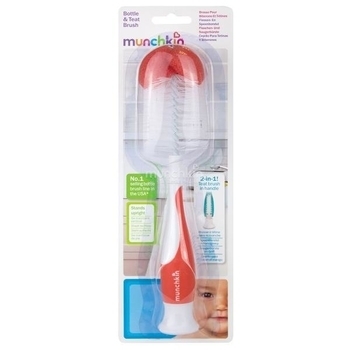 Ершик для чистки бутылочек и сосок Munchkin Bottle & Teat Brush, розовый (011096.02) - Pampik - 3