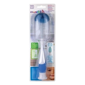 Ершик для чистки бутылочек и сосок Munchkin Bottle & Teat Brush, голубой (011096.01) - Pampik - 3