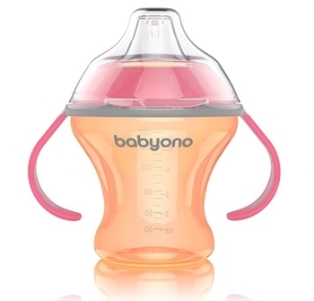 Чашка-непроливайка BabyOno Natural Nursing з м'яким носиком, 180 мл, помаранчевий (1456) - Pampik