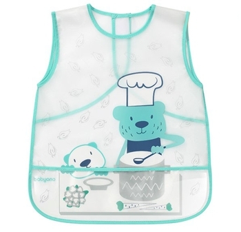 Нагрудник BabyOno Active Baby Кот-повар, мятный с белым (839) - Pampik