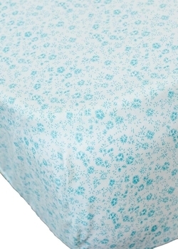 Простирадло на резинці Coo Coo Бірюзові квіти, еко-котон, 90х60 см - Pampik