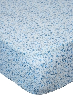 Простирадло на резинці Coo Coo Сині квіточки, екокотон, 120х60 см, синій (Соо57) - Pampik - 4