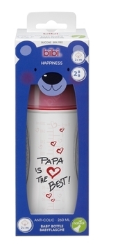 Бутылочка для кормления Bibi Natural Мой папа лучший, 2+, 260 мл (114651) - Pampik