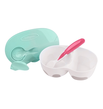 Тарелка двухсекционная BabyOno, с ложкой, мятный (1067) - Pampik - 3