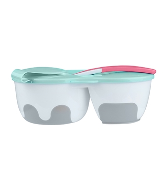 Тарелка двухсекционная BabyOno, с ложкой, мятный (1067) - Pampik - 2