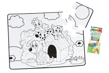 Пазл-раскраска Same Toy Домашние животные, 12 элементов (2169Ut) - Pampik - 2