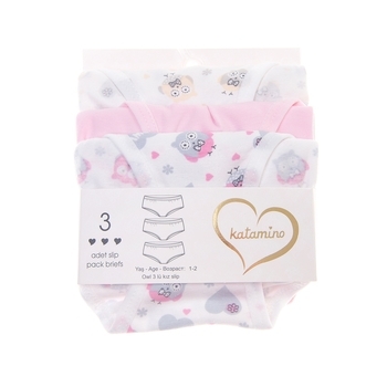 Труси для дівчинки Katamino, 3-4 роки, бежевий з рожевим, 3 шт. (K12851) - Pampik - 2