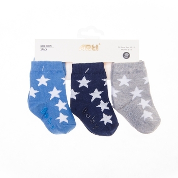 Шкарпетки Arti Зірки, р.15-18, 3 пари, блакитний з синім і сірим (400279) - Pampik