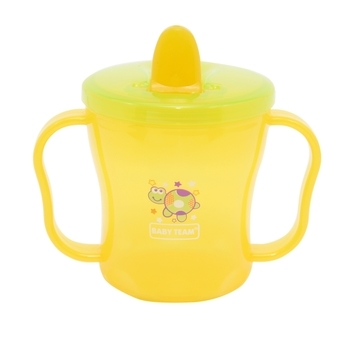 Поїльник з ручками і складним носиком Baby Team, 180 мл, жовтий (5002) - Pampik - 2