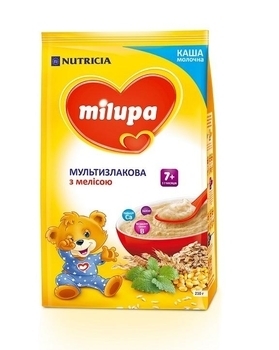 Молочна каша Milupa суха швидкорозчинна мультизлакова з мелісою, 210 г - Pampik