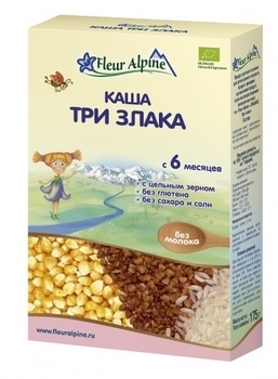 Каша безмолочна Fleur Alpine Органік Три злаки, 175 г - Pampik - 2