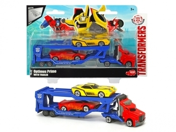 

Автотранспортер металлический Dickie Toys Трансформер Оптимус Прайм с 2 машинками (3113012, Красный