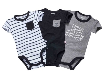 Боди Fox Black, р.74-80, белый с черным и серым, 3 шт. (781643/0200) - Pampik