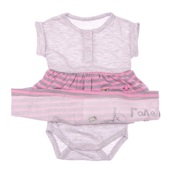 Комплект для дівчинки Фламінго, стрейч-кулір, р.68, рожевий з сірим (131-420) - Pampik - 4