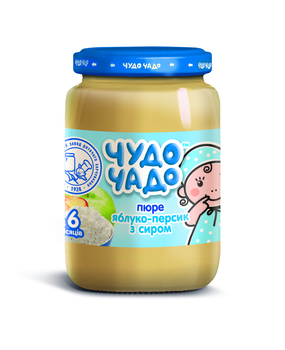 Пюре Чудо-чадо Яблуко і персик із сиром, 175 г - Pampik - 2