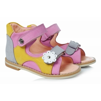 Сандалии Theo Leo, нубук, р.22, розовый с желтым (155_22) - Pampik