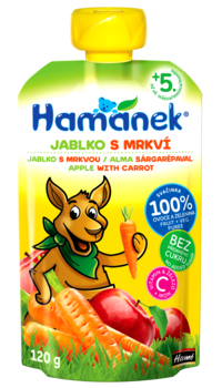 Пюре Hamanek Pouch Яблуко і моркву, 120 г - Pampik