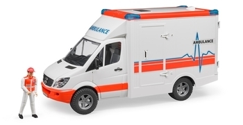 Машинка Bruder МВ Sprinter Швидка допомога, з фігуркою водія (02536) - Pampik