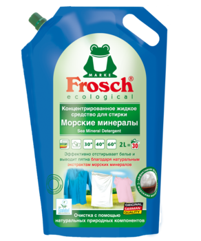 Концентрований рідкий засіб для прання Frosch Морські мінерали, 2 л - Pampik