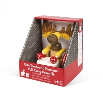 Игрушка-каталка Janod Лось с барабаном (J08199) - Pampik - 4