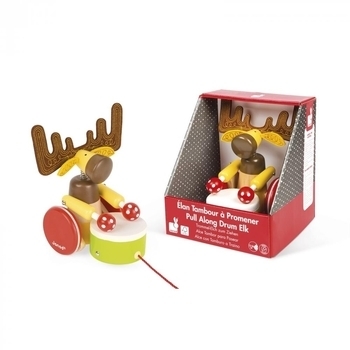 Игрушка-каталка Janod Лось с барабаном (J08199) - Pampik - 2