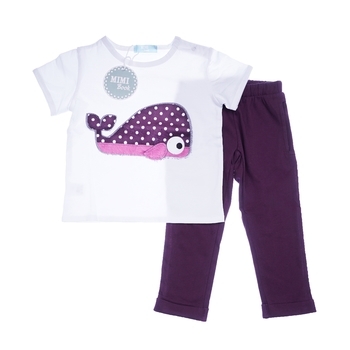 Комплект Mimi Book Кіт, р.80, білий з фіолетовим (К566/К582) - Pampik