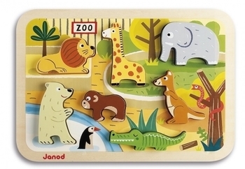 Пазл-вкладыш Janod Зоопарк (J07022) - Pampik