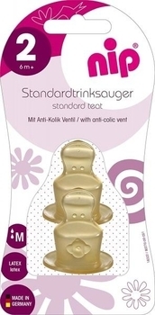 Соска латексна антіколікова Nip, середній потік, 6+, 2 шт. (33005) - Pampik - 2