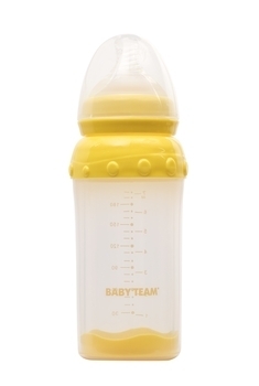 Бутылочка стеклянная Baby Team, 220 мл, желтый (1290) - Pampik