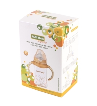 Бутылочка Baby Team, с широким горлом, 240 мл, персиковый (1090) - Pampik - 4