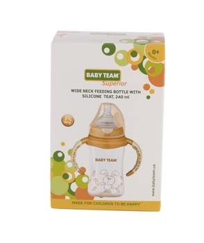 Бутылочка Baby Team, с широким горлом, 240 мл, персиковый (1090) - Pampik - 3