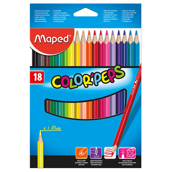 Олівці кольорові Maped Color peps Classic, 18 шт. (MP.183218) - Pampik