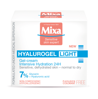 Крем-гель для обличчя Mixa Hydrating Hyalurogel, для нормальної, зневодненої і чутливої ​​шкіри, 50 мл - Pampik