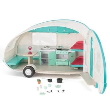 Транспорт для ляльок Lori Кемпер на колесах, білий з блакитним (LO37001) - Pampik - 2