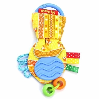 Развивающая игрушка-забавка Масік Ушки с прорезывателем, желтый (МС 030601-03) - Pampik