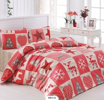 Комплект постельного белья LightHouse Stars, бязь, 220х160 см, красный (9863-02_1.5LH) - Pampik