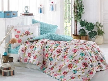 Комплект постельного белья Hobby Poplin Candy, поплин, розовый с бирюзовым (23106_1,5) - Pampik