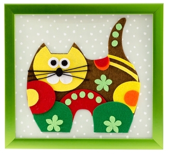 Виріб-аплікація з фетру в рамці Аплі Краплі Котик (ФАР-01) - Pampik - 2