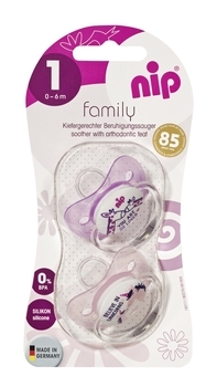 Пустушка Nip Моя сім'я №1 Жирафи і єдинороги, 0-6 міс., світло-рожевий з бузковим, 2 шт. (31003) - Pampik - 2