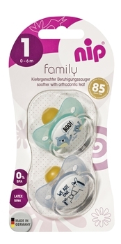 Пустышка Nip Моя семья №1 Медведи и зебры, 0-6 мес., голубой с мятным, 2 шт. (31000) - Pampik - 2