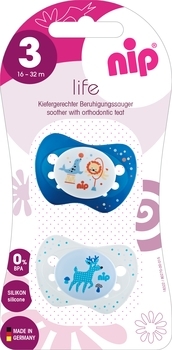 Пустушка Nip Чудове життя №3 Цирк і олень, 16-32 міс., синій з білим, 2 шт. (31303) - Pampik