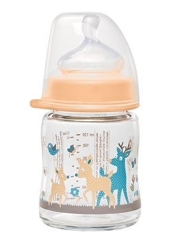 Пляшка скляна Nip Олені, 120 мл, бежевий (35066) - Pampik